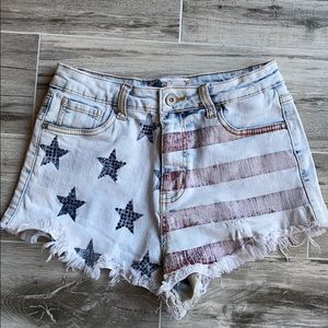 American Flag Denim Shorts